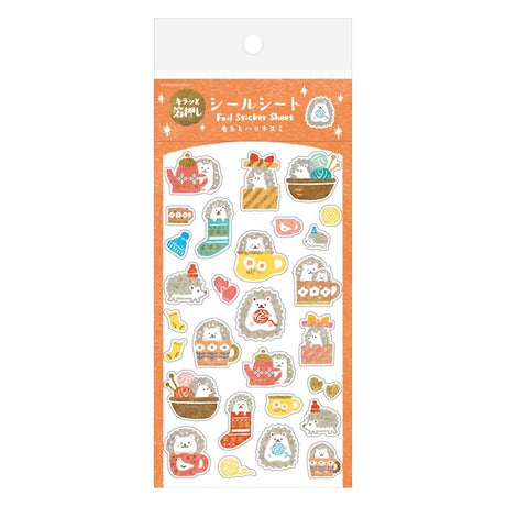 Furukawashiko Foil Sticker Sheet - Yarn and Hedgehog
