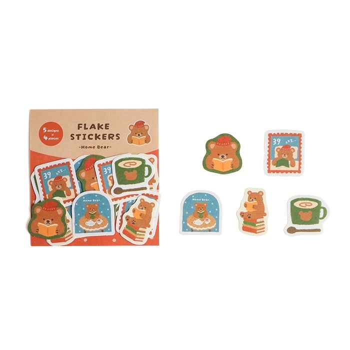 Furukawashiko Flake Stickers - House and Bear