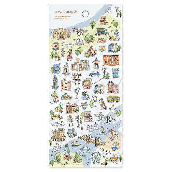 Mind Wave Town Map Stickers - Blue