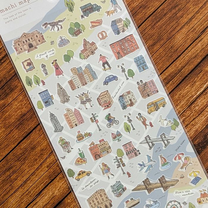 Mind Wave Town Map Stickers - Blue