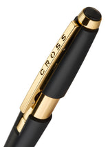 Edge Matte Black Lacquer with Gold PVD Rollerball Pen Cap