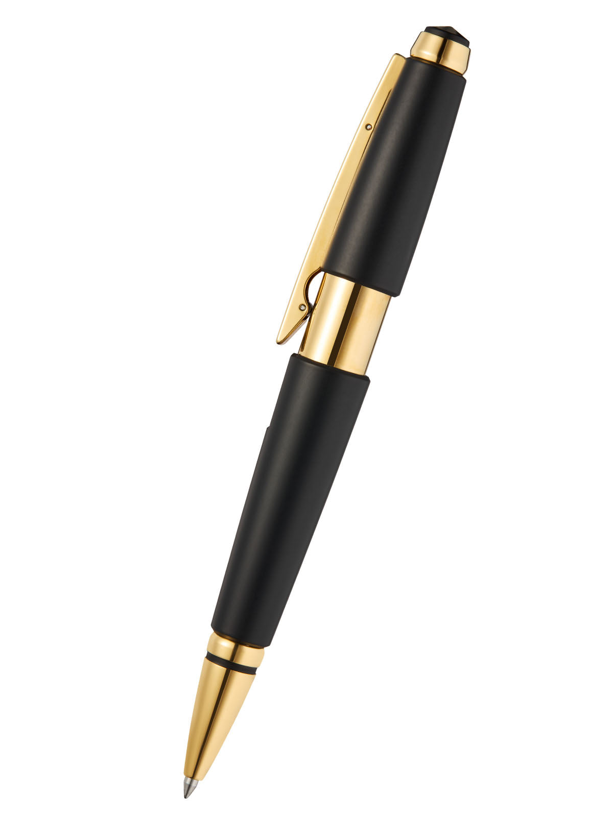 Edge Matte Black Lacquer with Gold PVD Rollerball Pen Side