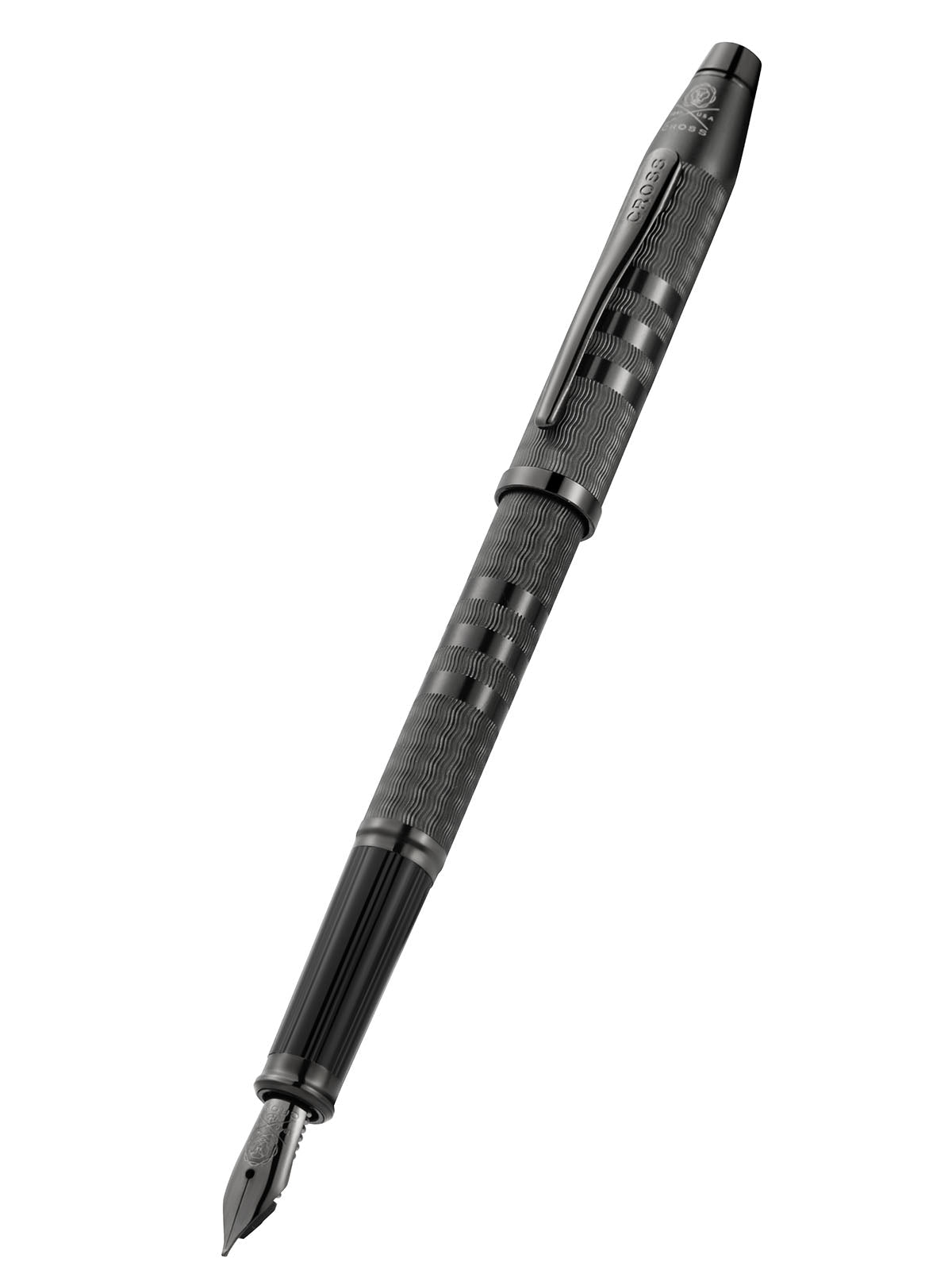 Century II Midnight Black Fountain Pen - tilt view