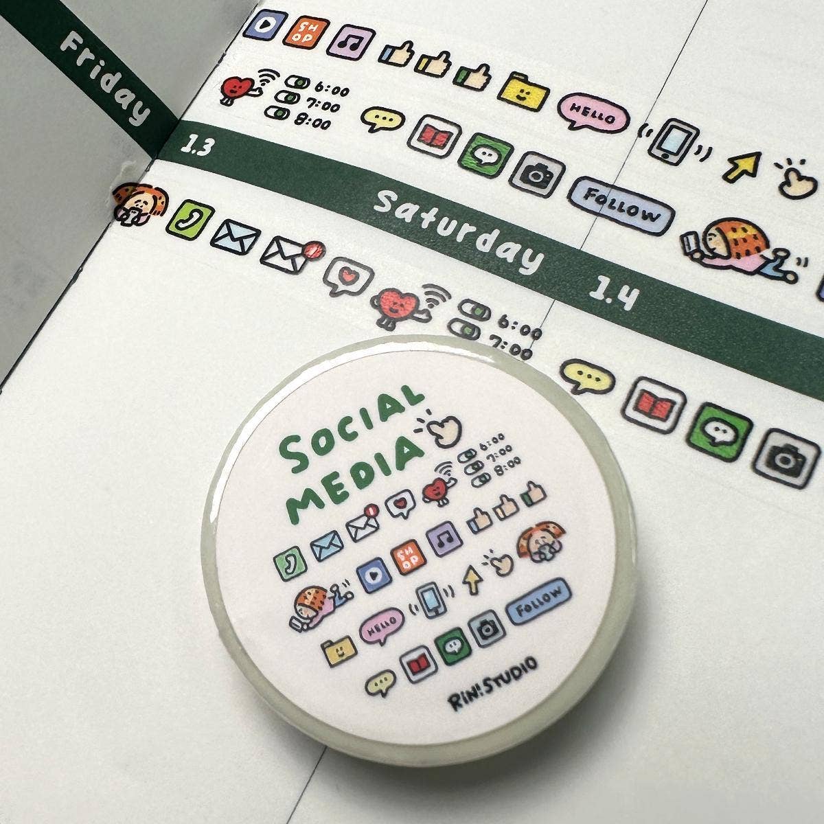 RiN! Studio Social Media Mini Washi Tape