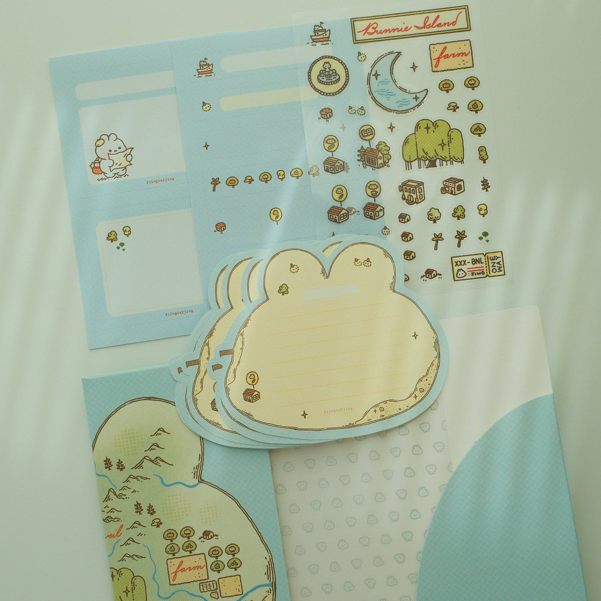 2jingis2jing Bunnie Island Mini Stationery Pack