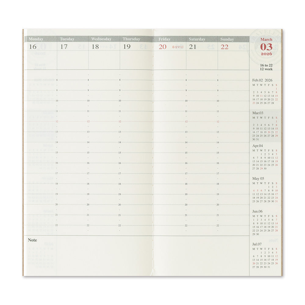 Traveler's Weekly Vertical Diary - Regular Size