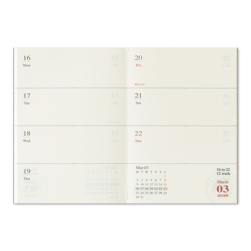 Traveler's Weekly Diary - Passport Size