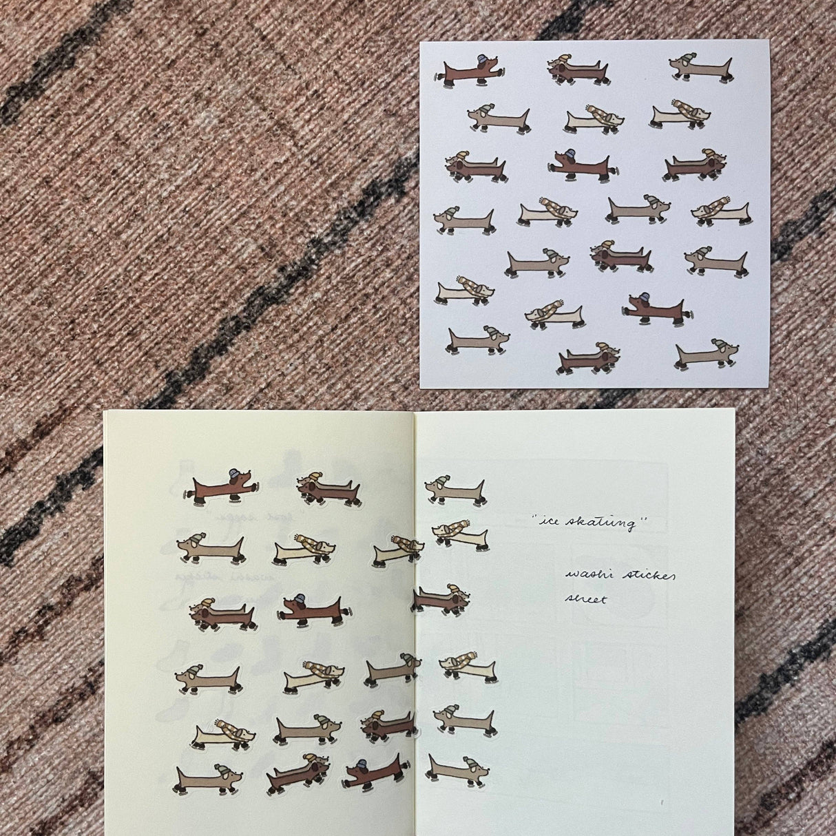 dana ate oatmeal! Ice Skating Dogs Washi Sticker Sheet
