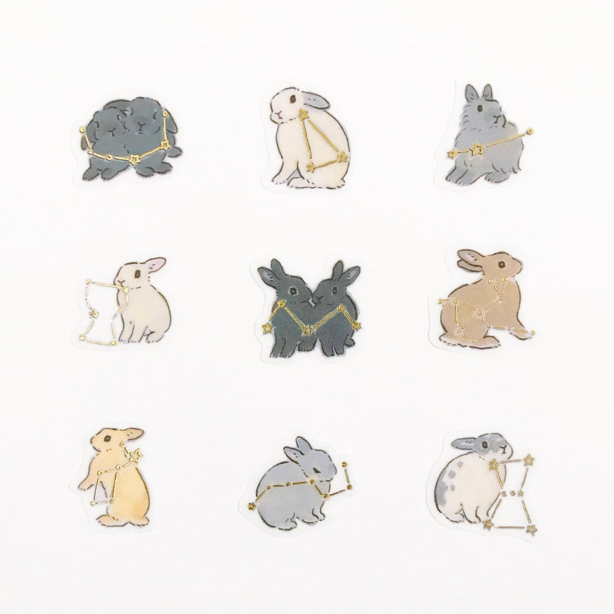 Papier Platz Schinako Moriyama Flake Stickers - Constellations and Rabbits