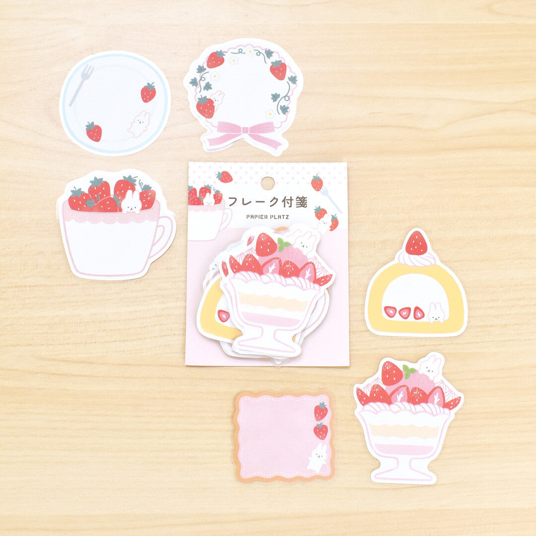 Papier Platz Flake Sticky Notes - Rabbit Strawberry Sweets