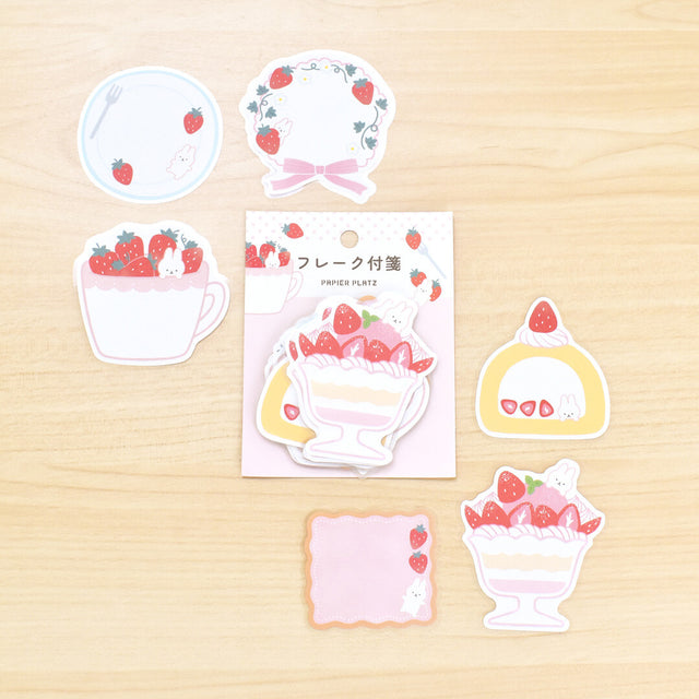 Papier Platz Flake Sticky Notes - Rabbit Strawberry Sweets