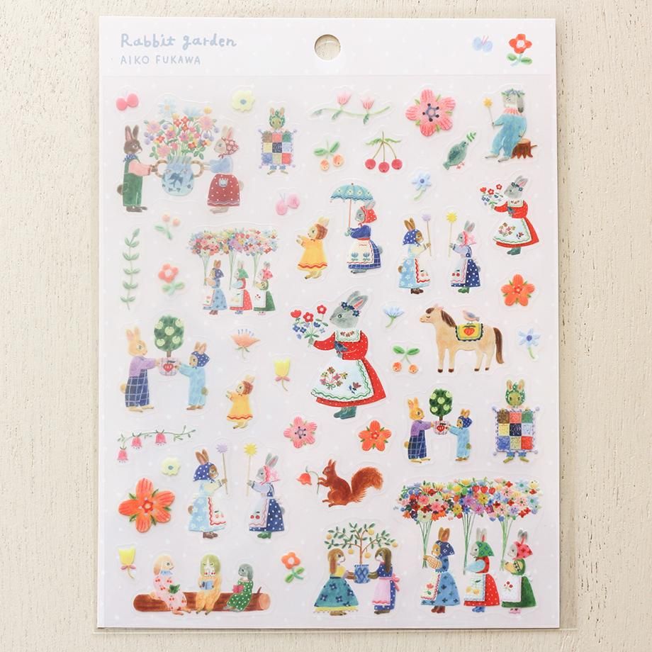 Hyogensha Cozyca Aiko Fukawa Sticker Sheet - Rabbit Garden