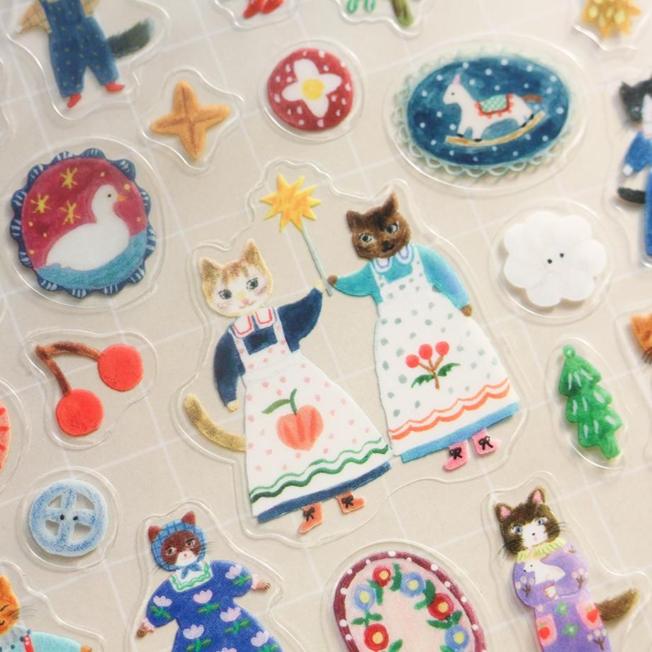Hyogensha Cozyca Aiko Fukawa Sticker Sheet - Cats and Buttons