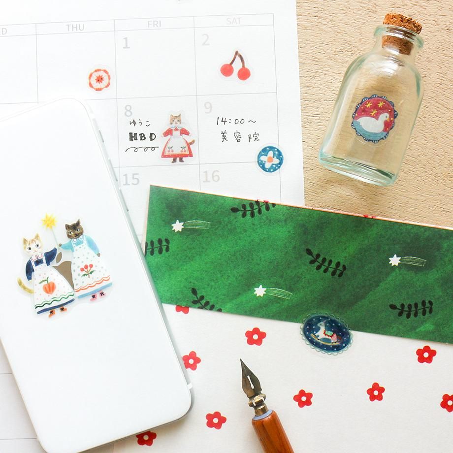 Hyogensha Cozyca Aiko Fukawa Sticker Sheet - Cats and Buttons