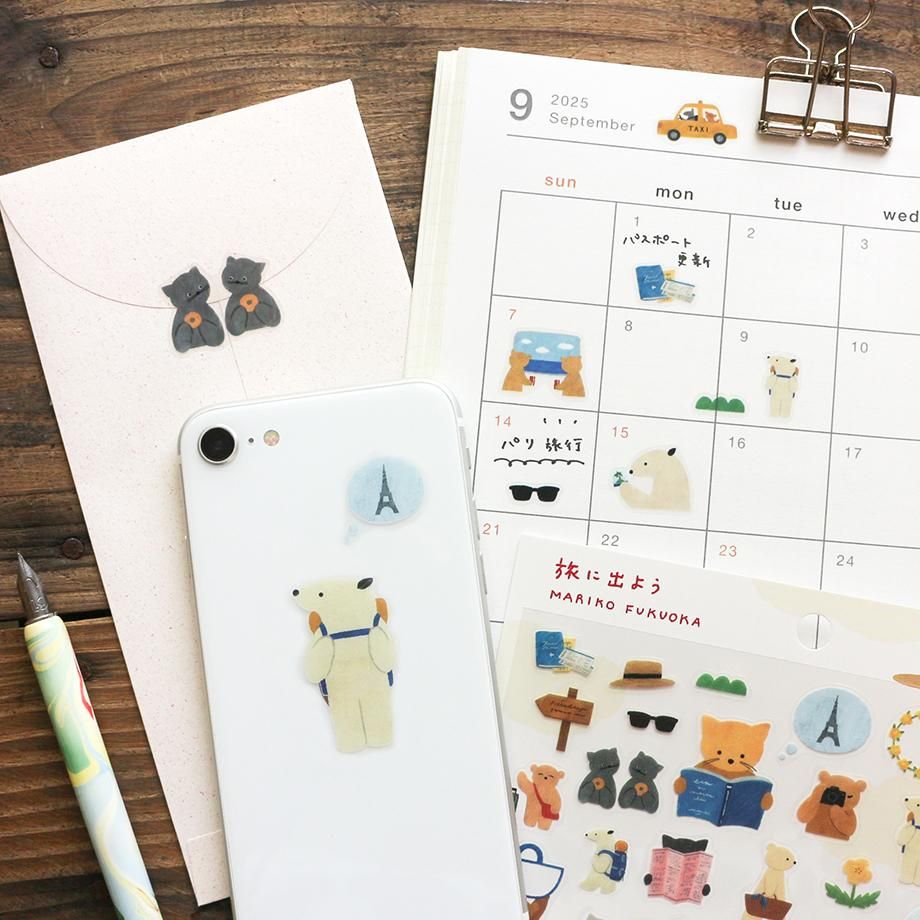 Hyogensha Cozyca Mariko Fukuoka Sticker Sheet - Let's Go on a Trip