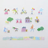 Bande Washi Tape Sticker Rolls - Set of 2 - Animal Town & Flower Garden