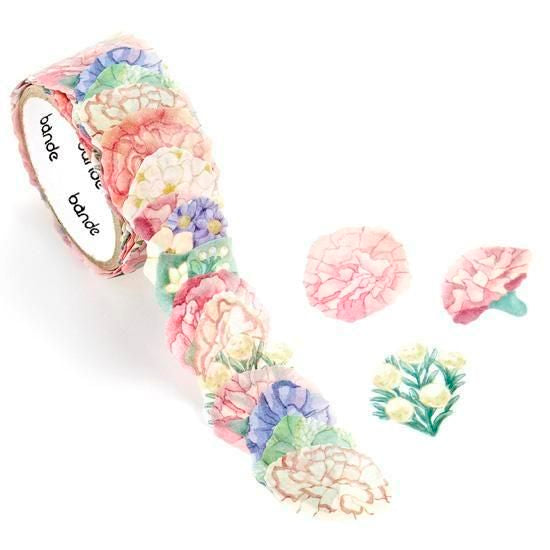 Bande Washi Tape Sticker Rolls - Pink Carnation Bouquet
