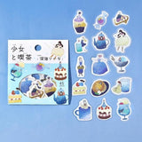BGM Planner Sticker Flakes - A Girl and a Coffee Shop - Deep Sea Soda