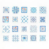 Bande Washi Tape Sticker Rolls - Tile - Indigo and Flowers