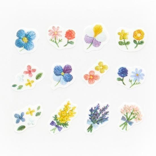 Bande Washi Tape Sticker Rolls - Small Flowers Blooming in the Embroidered Forest