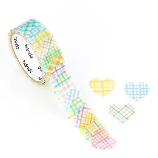 Bande Washi Tape Sticker Rolls - Water Heart - Checkered