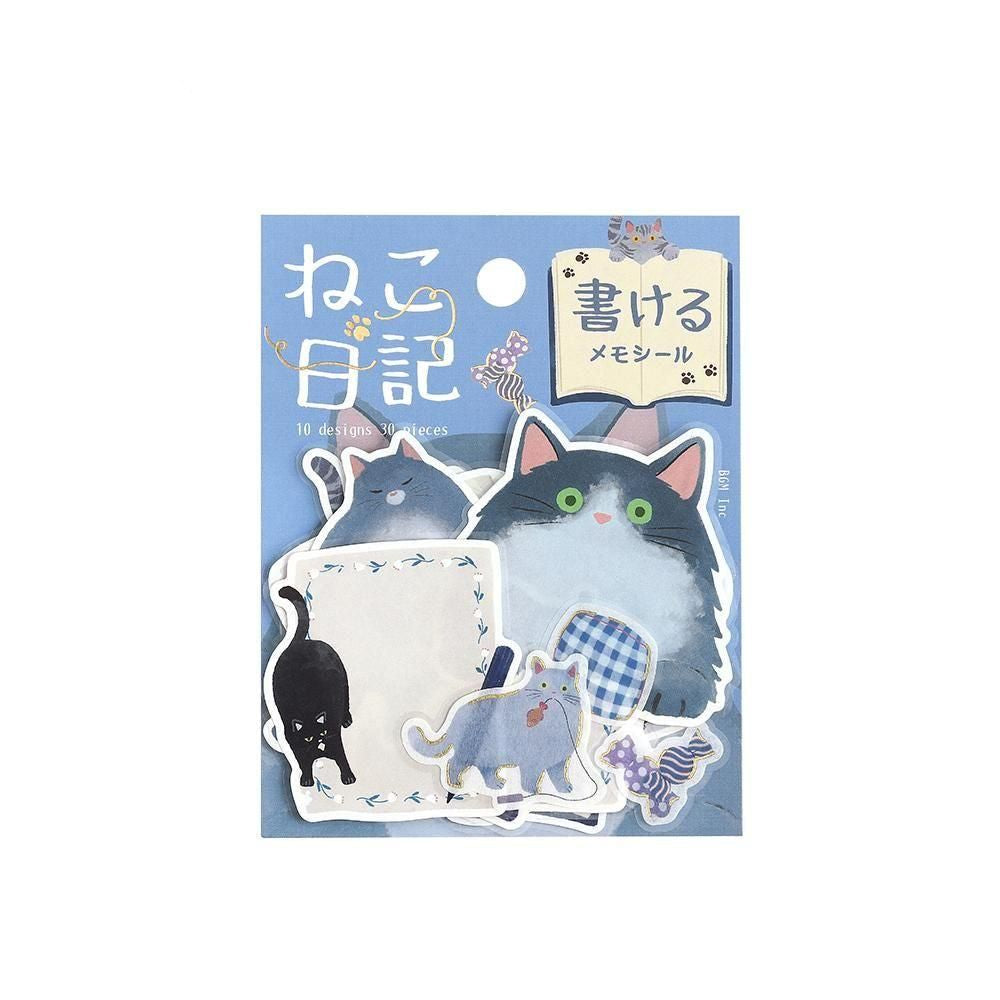 BGM Memo Stickers - Cat Diary - Blue