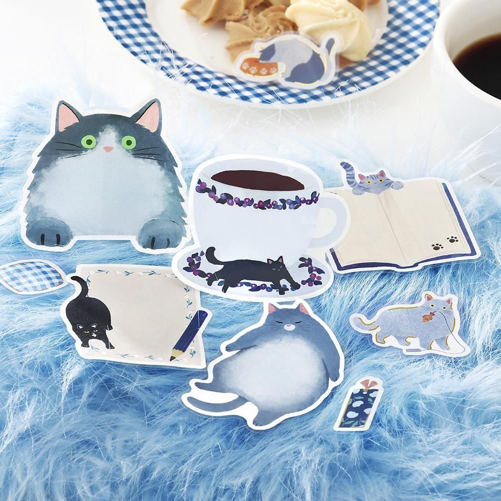 BGM Memo Stickers - Cat Diary - Blue