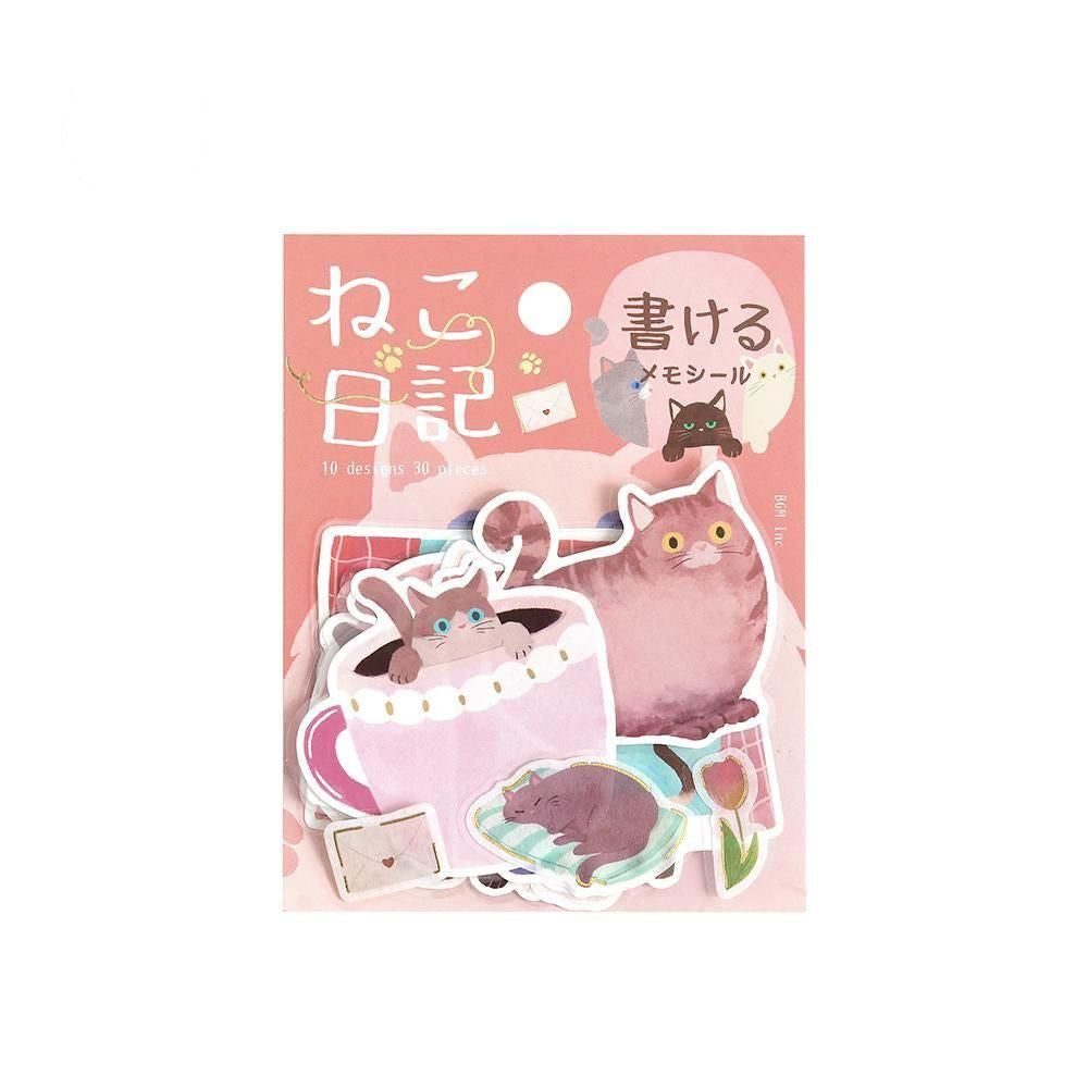 BGM Memo Stickers - Cat Diary - Pink