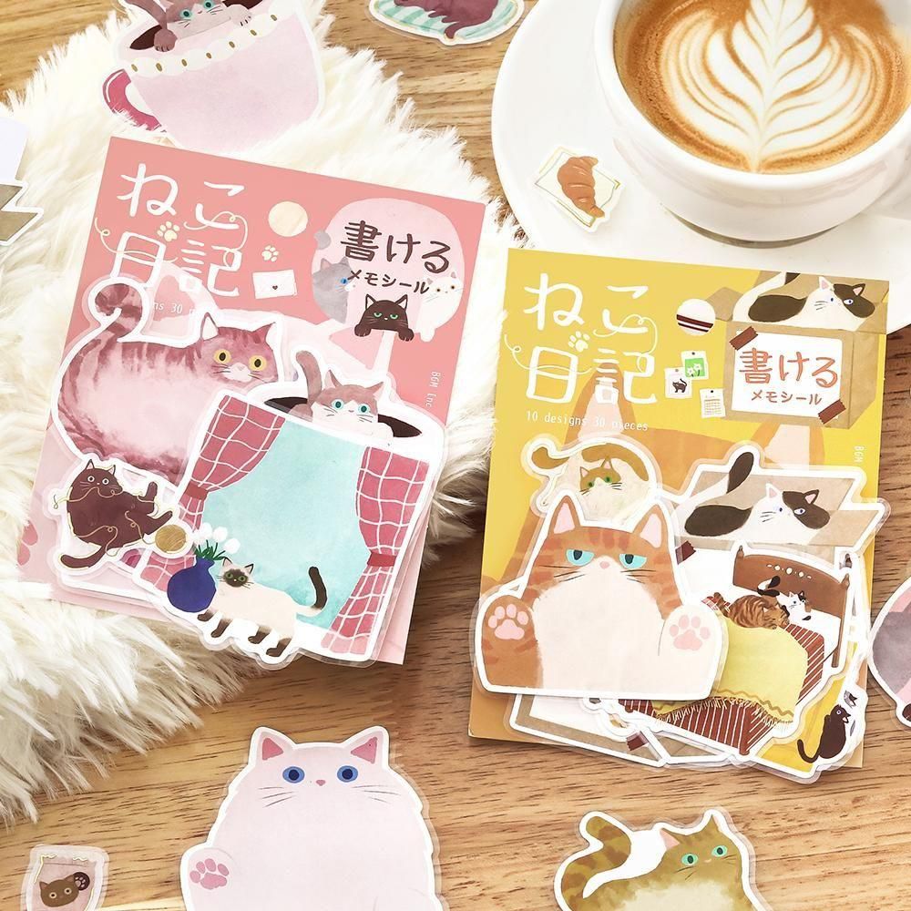 BGM Memo Stickers - Cat Diary - Pink
