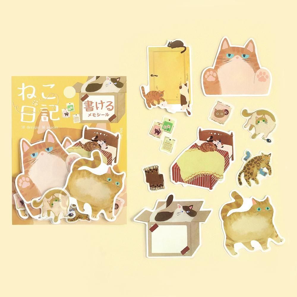 BGM Memo Stickers - Cat Diary - Yellow