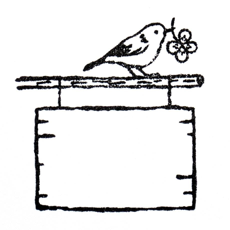 Hyogensha Cozyca Midori Asano Stamp - Signboard and Bird