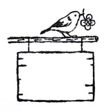 Hyogensha Cozyca Midori Asano Stamp - Signboard and Bird