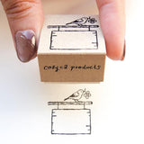 Hyogensha Cozyca Midori Asano Stamp - Signboard and Bird