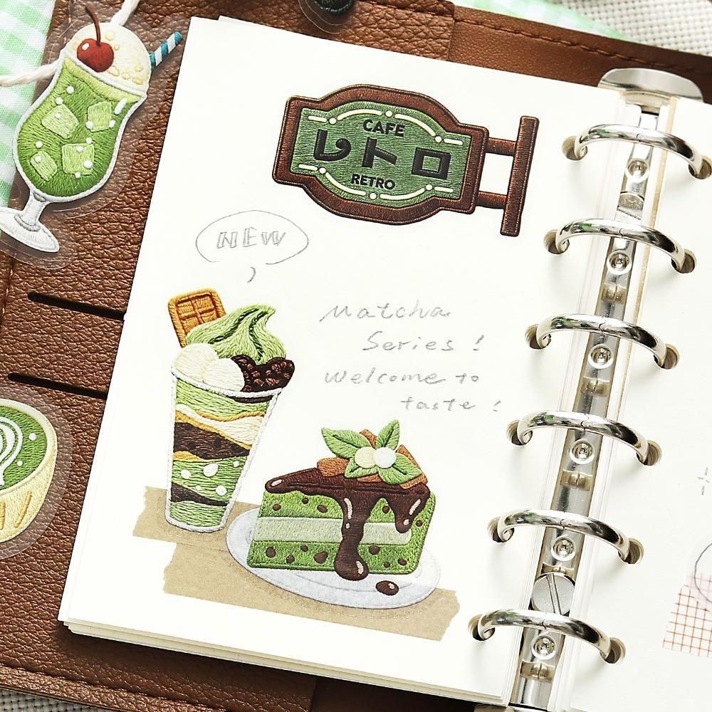 BGM Clear Flake Stickers - Cafe A La Mode Embroidery Book - Green