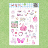 Art By Elowyn Pink Witches Sticker Sheet - 5" x 7" Sticker Sheet