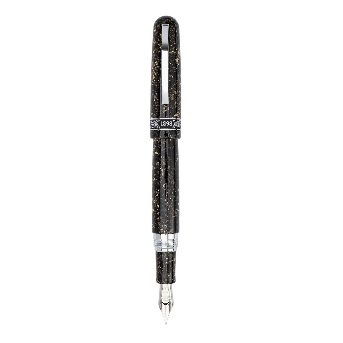 Conklin 1898 Solaris Fountain Pen - Black w/ Chrome Trim