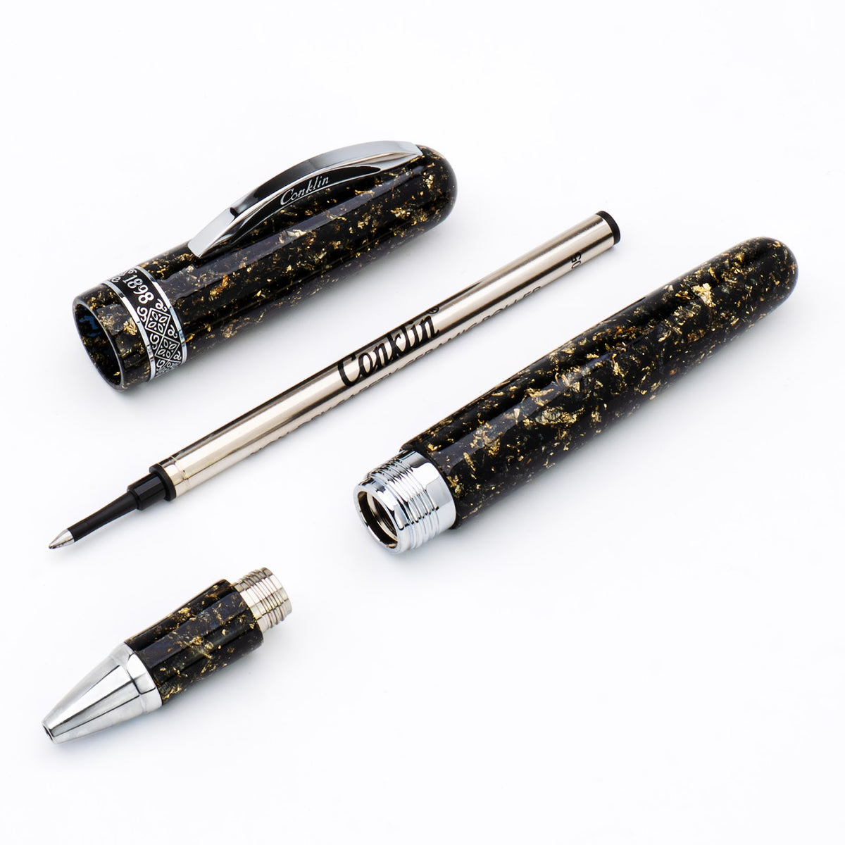 Conklin 1898 Solaris Rollerball Pen - Black w/ Chrome Trim