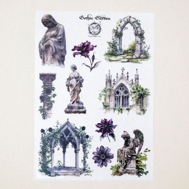 Atlas Stationers - CoraCreaCrafts Sticker Sheet - Gothic Gardens - Stickers