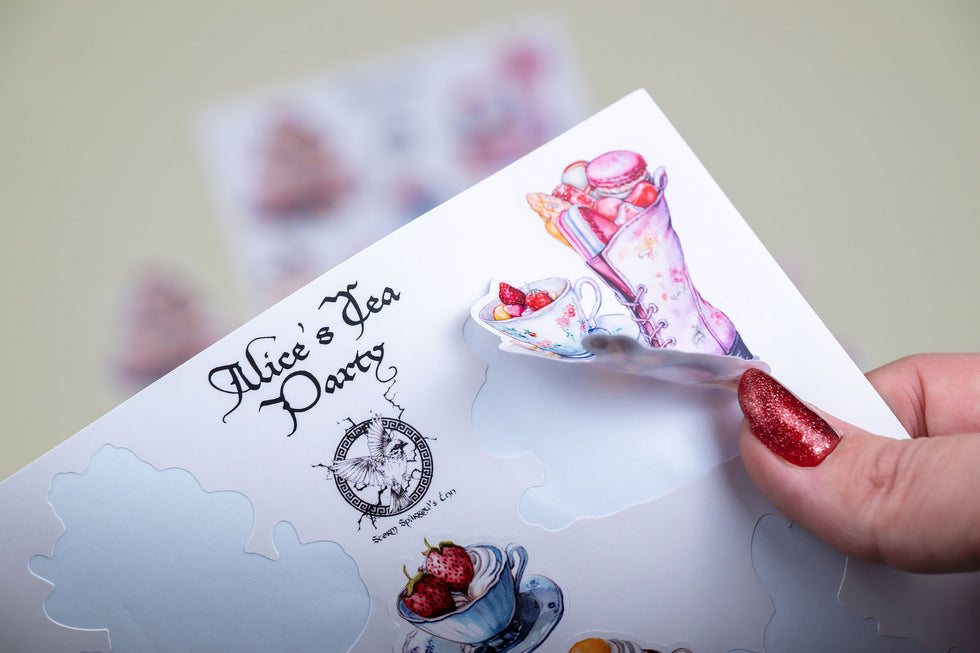 Atlas Stationers - CoraCreaCrafts Sticker Sheet - Alice's Tea Party - Stickers - Image 3
