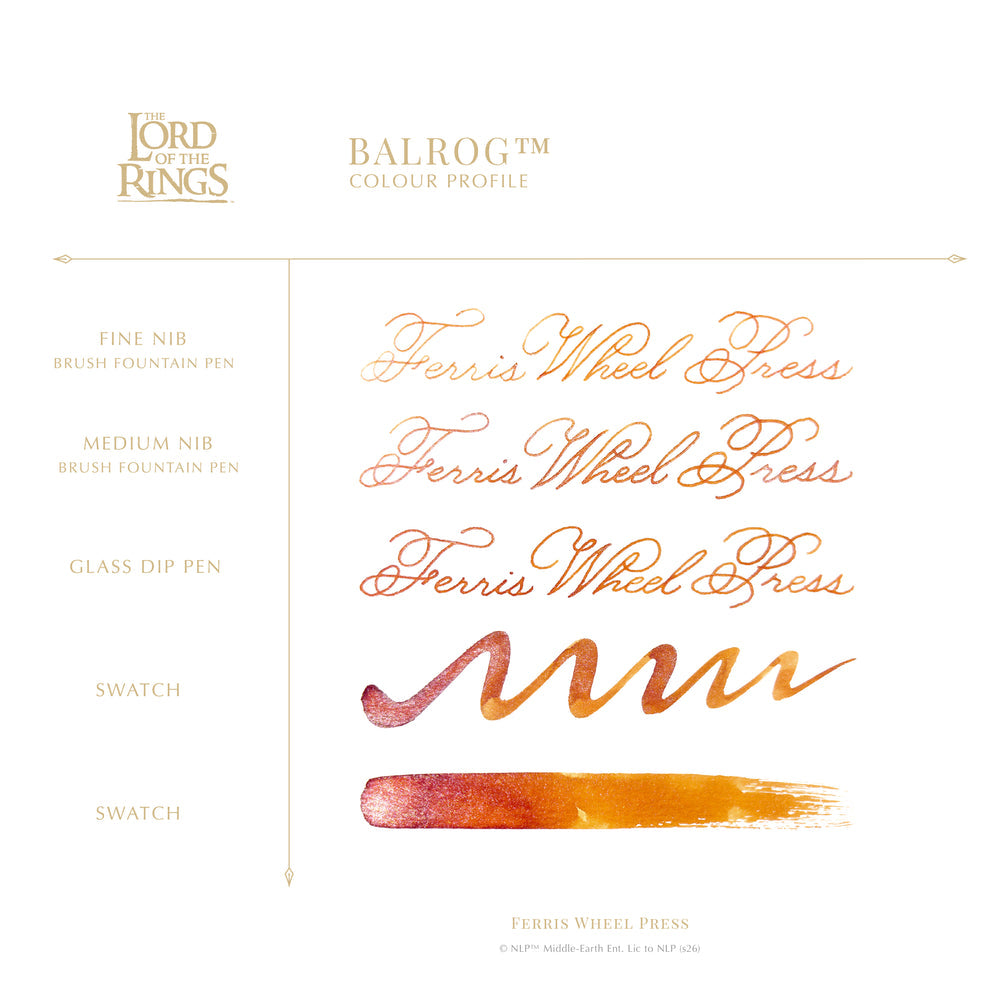Ferris Wheel Press x The Lord of the Rings Balrog Signature Ink - 38ml Bottled Ink