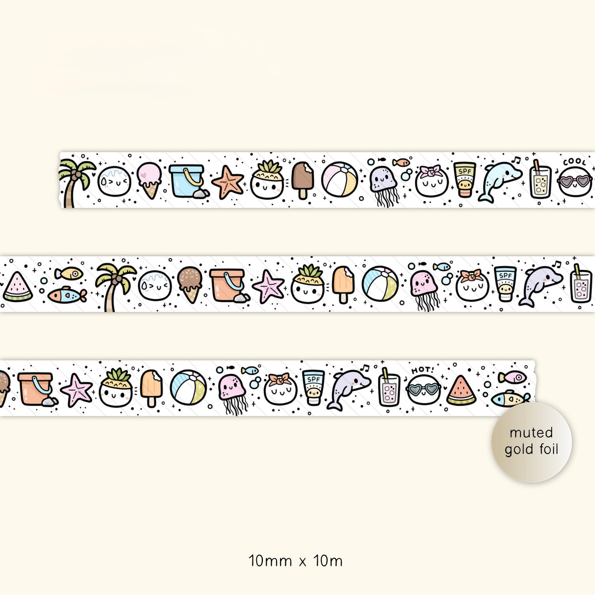TheCoffeeMonsterzCo Summer Doodles Washi Tape - 10mm