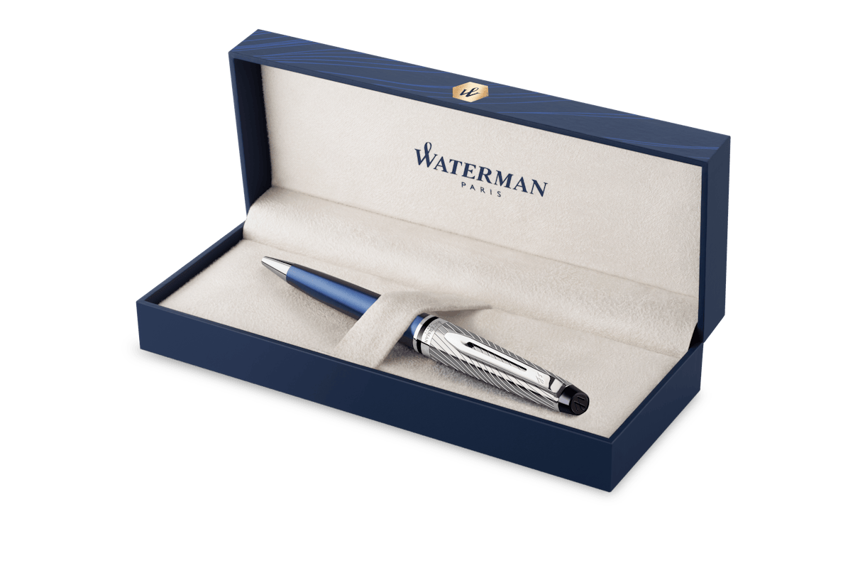 Waterman Expert Deluxe Ballpoint Pen - Metallic Blue Lacquer