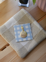 dana ate oatmeal! "stay a while" brass charm