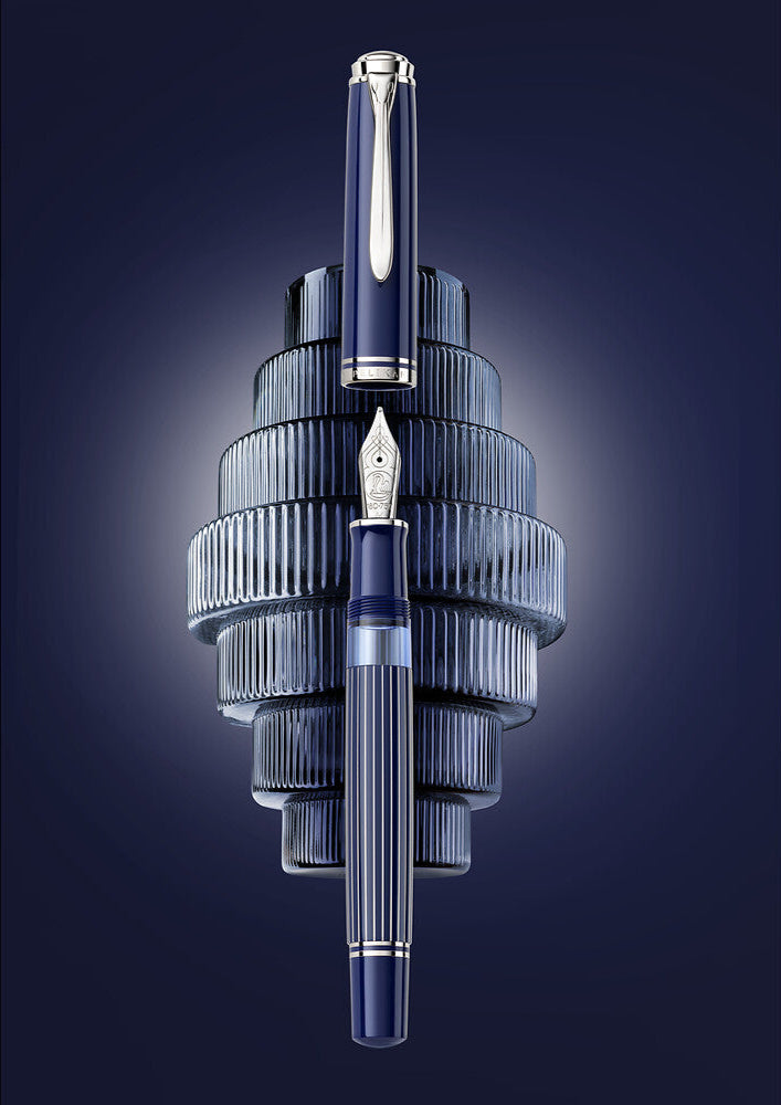 Pelikan Souveran M815 Fountain Pen - Metal Striped Blue (Special Edition)