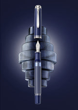 Pelikan Souveran M815 Fountain Pen - Metal Striped Blue (Special Edition)