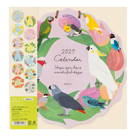 Midori Die-Cut Wall Calendar - Bird