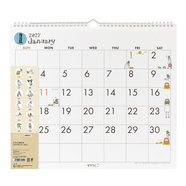 Midori Wall Calendar L - Ojisan