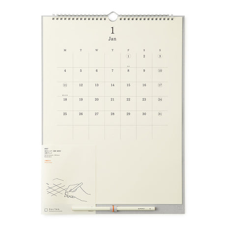 Midori MD Wall Calendar with Pencil