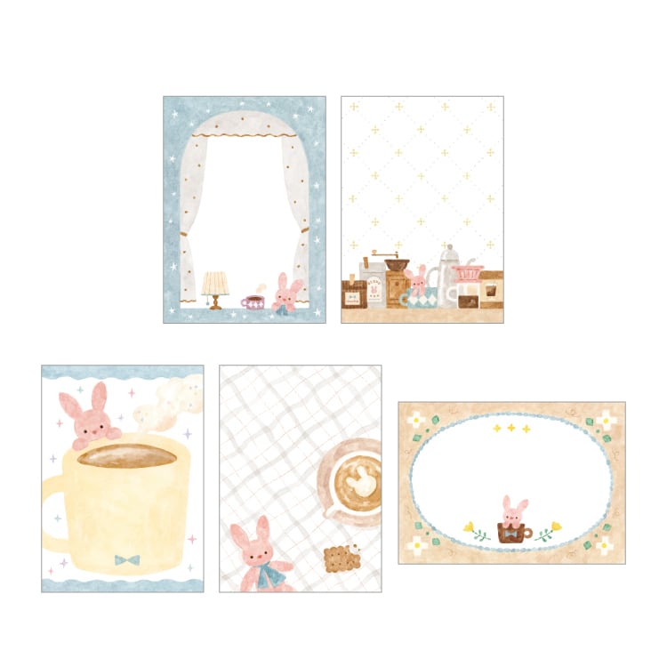 Papier Platz Nakauchi Waka Otegaru Memo Pad - Rabbit and Coffee