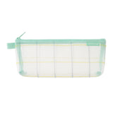 Midori Mesh Pen Case with Gusset - Check Green